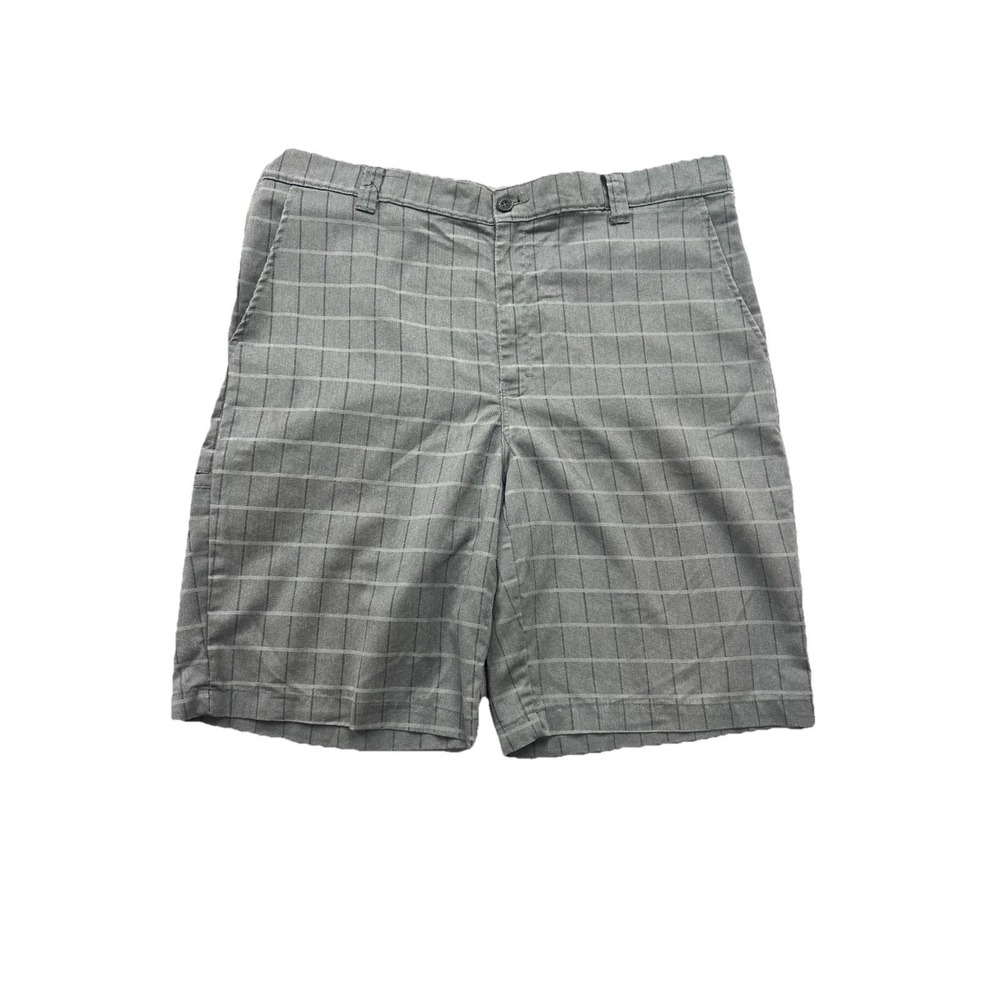 Dickies Flex Work Shorts Mens 38 Gray Cotton Shadow Plaid Relaxed Fit Utility